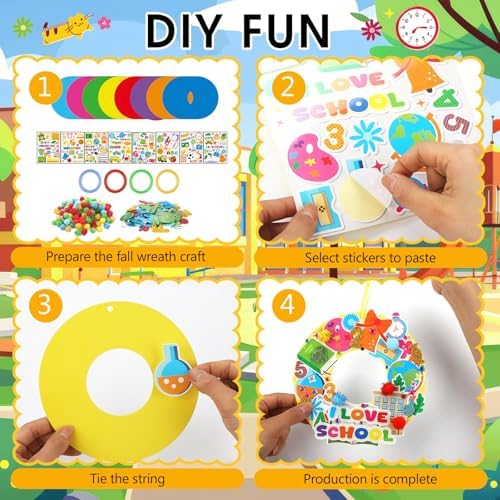 Hollowfly 48 Sets Back to School Craft Kits DIY Wreath for First Day