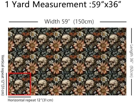 Feelyou Sugar Skull Fabric By The Yard Kids Decorative Soft