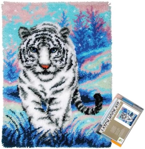 White Tiger in Jungle Latch Hook Kits for Adults Beginners, 20“ X 15"