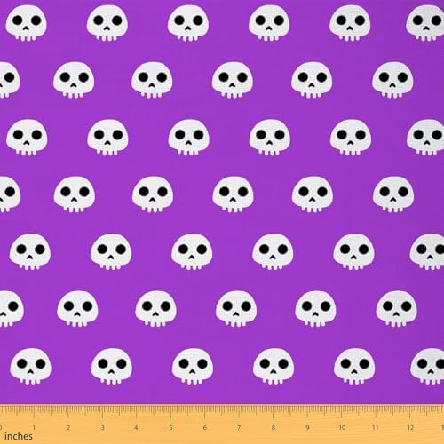 Halloween Themed Fabric by The Yard 1 Yard Skull for Home DIY Projects, Waterproof Indoor Outdoor Decor for Kids Teens Adults Skeleton Printing Upholstery Fabric for Chairs Bones Room Decor