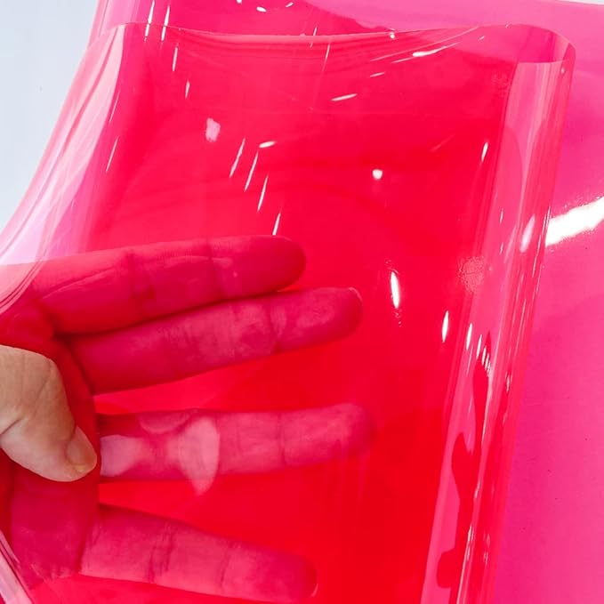 HYANG Dark Hotpink Transparent PVC Super Clear Holographic Vinyl Faux Leather - Image 2