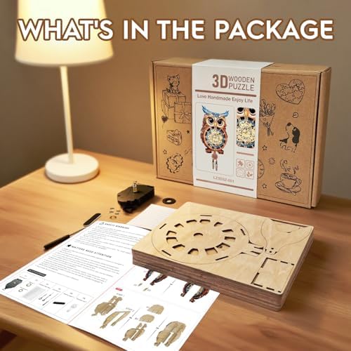 3D Puzzles for Adults Wooden Owl Puzzle Clock Adult Crafts