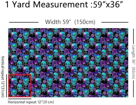 jejeloiu Halloween Skull Fabric by The Yard Soft 1 Yards