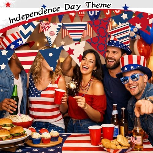 Hahafelt 10 Pcs Vintage Patriotic Quilting Fabric Bundles 20 x 20 Inch