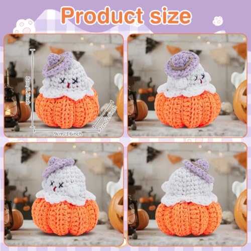 ORIGACH 4 Set Halloween Glow-in-the-Dark Ghost Crochet Kit for Beginners
