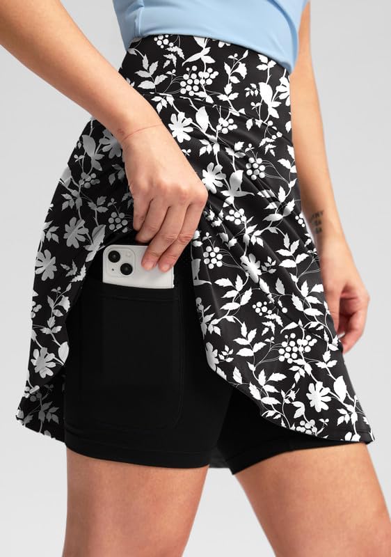 Viodia 20" Knee Length Skorts Skirts for Women with Pockets High Waisted Athletic Tennis Golf Skort for Casual Summer