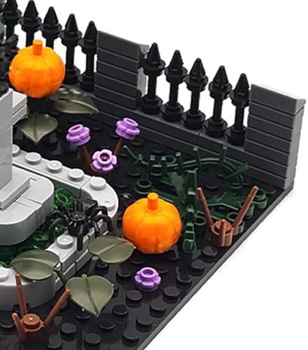 Halloween Graveyard Cross Building Blocks Set, 129 PCS Cemetery Scene