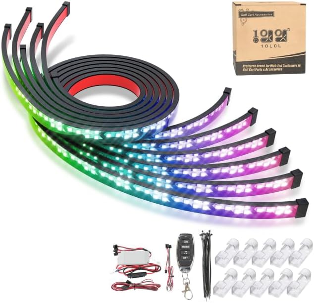 10L0L 6 Pack Golf Cart Underglow Lights,RGB LED Light Strips Waterproof Underbody Lighting Kit for Yamaha EZGO Golf Cart Accessories