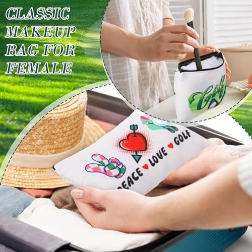 Eccliy 20 Pcs Golf Makeup Bags Bulk, 8x5 Inch Canvas Pouches with Zipper