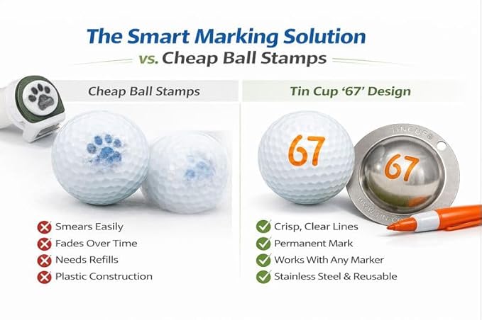 Tin Cup Golf Ball Marker Stencil - Premium Personalization Tool for Golfers - Custom Design Ball Marker - Golf Accessories Gift for Men and Women- Made in The USA