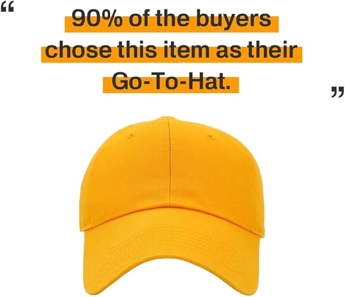 KBETHOS Classic Unisex Cotton Adjustable Low Crown Baseball Cap – Plain Dad Hat