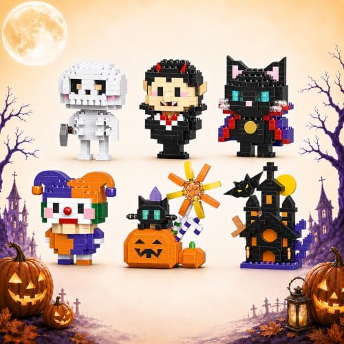 Halloween Advent Calendar 6 Days, Mini Building Blocks Set with Figures