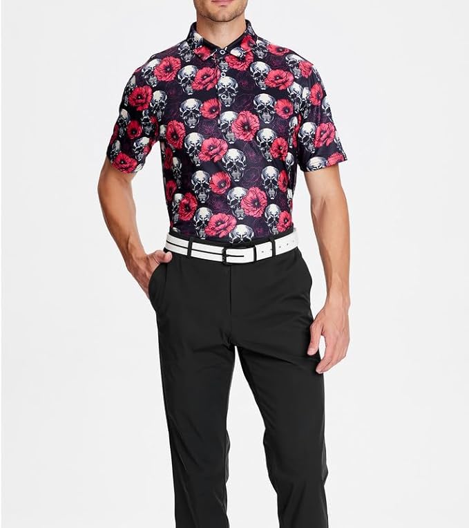 Damipow Premium Golf Shirts for Men Dry Fit Performance Polo Short Sleeve Collared Shirt