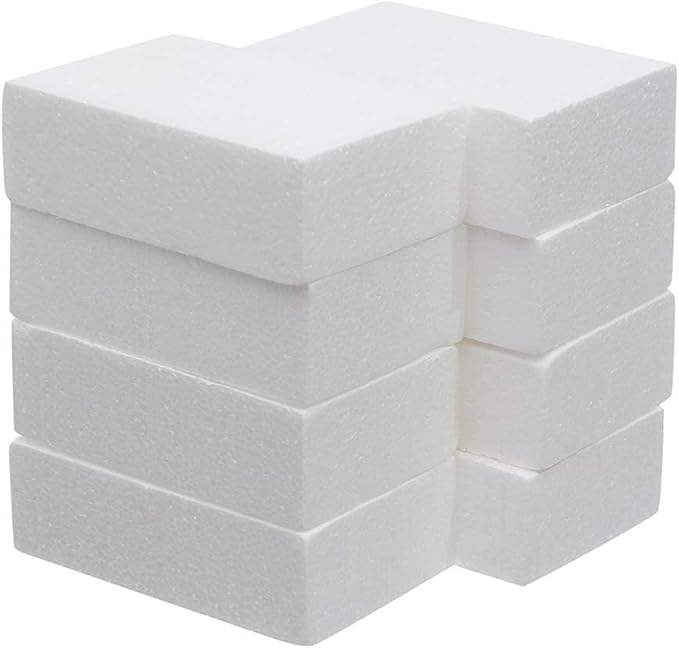 Crafare 8 Pack Craft Foam Blocks 6X4X2in Polystyrene Brick Rectangle by Crafare