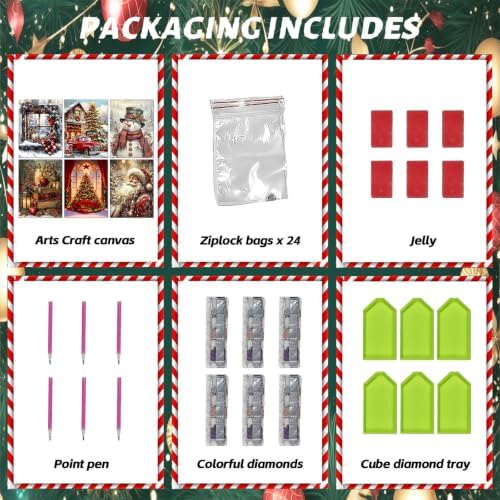6 PCS Christmas Diamond Painting Kits for Adults, Diamond Art Kit Christmas