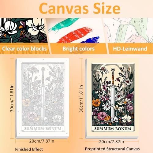 Mandun Tarot Paint by Numbers Kit for Adults, 3 Pack, 7.8x11.8 inch
