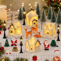 38 PCS Christmas Village Sets Christmas Figurine Village Houses Accessories White Winter Miniature Town Snow Scene Tabletop Decor with Santa Snowman Deer Street Light Pine Trees for Xmas Home Decor