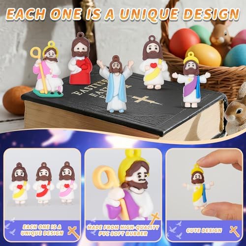 Little Jesus Figures to Symbolize Jesus Loves You, 60 Pcs Mini Jesus Figurines in Bulk for Hide and Seek Religious Party Favors Sunday School Baptism Gifts