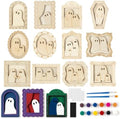 FeuuWamme Halloween Ghost Wooden Frames DIY Crafts for Kids Adults, 12Pcs