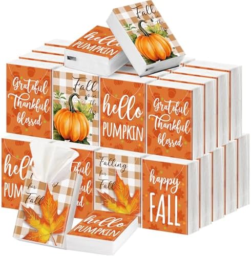 Outus 50 Pack Fall Autumn Thanksgiving Pocket Tissues Travel Size