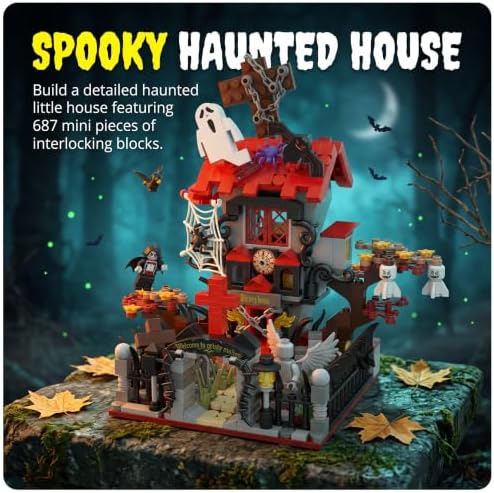 Halloween Haunted House Building Set, Mini Vampire Castle Blocks