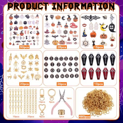 Highergo 685 Pcs Halloween Charms Lip Gloss Keychain Making Kit DIY Craft
