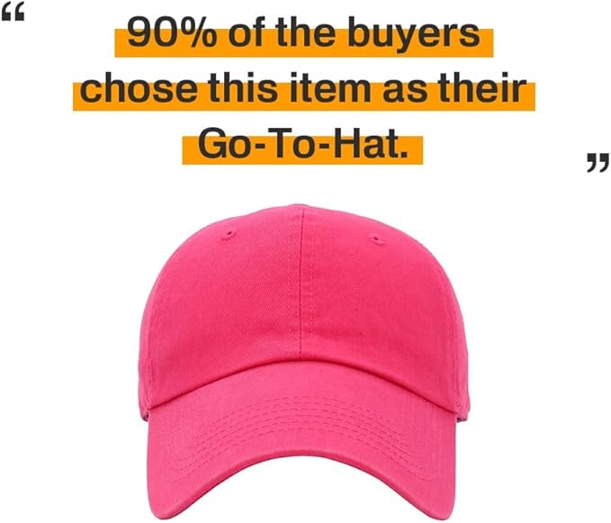 KBETHOS Classic Unisex Cotton Adjustable Low Crown Baseball Cap – Plain Dad Hat