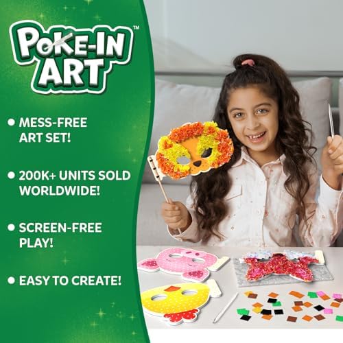 Skillmatics Poke-in Art – Animal Masks, Wood Craft Kit, Gift for Kids