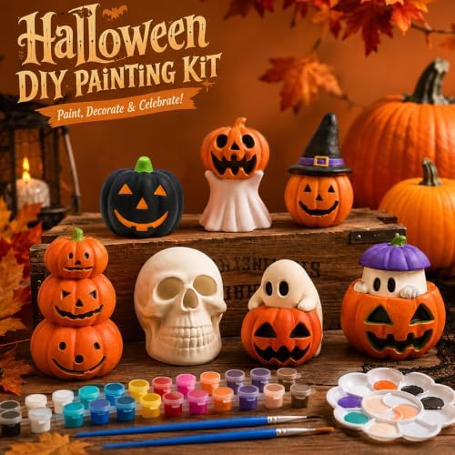 LAIAMER 7 Pcs Halloween Ceramics to Paint Ready to Paint Your Own Ceramics