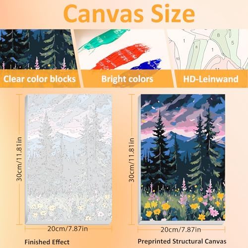 Mandun Landscape Paint by Numbers Kit for Adults, 3 Pack, 7.8x11.8 inch