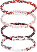 JEANUE 4 Pieces Baseball Necklaces for Boys,Three Braided Rope Tornado Sports Titanium Necklaces,Baseball Accessories Drip