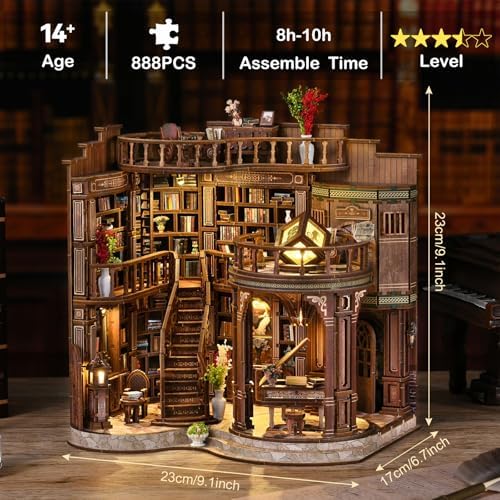 DIY Book Nook Kit for Adults, Miniature House Kit, Dream Bookstore