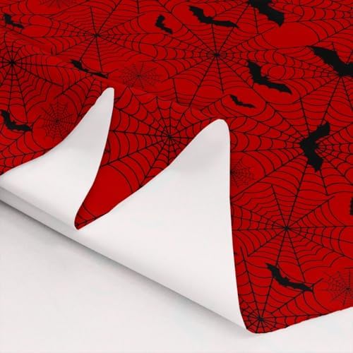 Black Bat Fabric by The Yard Black Red Spider Web No Stretch Fabric for Sewing Supplies Halloween Theme Decor Soft Durable Polyester for Home DIY Projects 2 Yards Whole Piece,72" L x 59" W