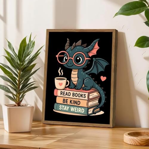 GOUOYANA Dragon and Book Paint By Numbers Kit for Adults Acrylic Canvas