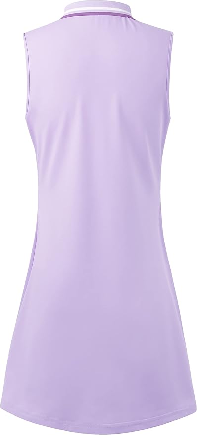 Womens Sleeveless Golf Tennis Dresses with Inner Shorts＆Pockets for Workout Exercise