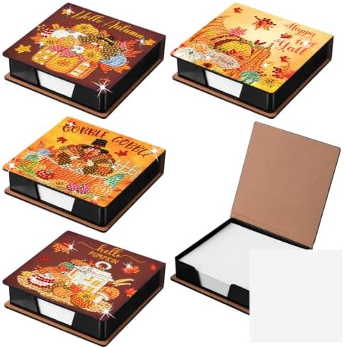 Saillong Thanksgiving 4 Pcs Diamond Painting Note Box Kit Sticky Note Holders