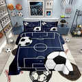 Football Boys Comforter Set Full Size Soccer Ball Pattern Bedding Set for Kids Teens,Sports Theme Down Comforter Football Court Duvet Set Gamer Room Decor White Quilt Set,Breathable Polyester