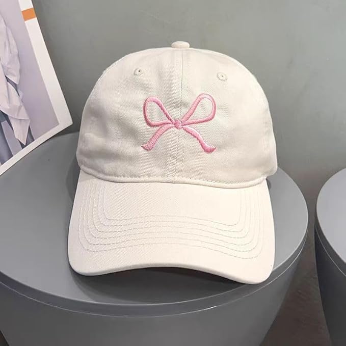 Trendy Bow-Tie Baseball Cap for Women and Men Trucker Hats Y2k Adjustable Fashion Sun Hat with Visor for Hiking & Travel