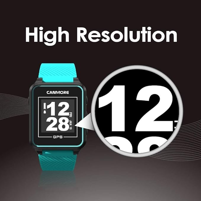 CANMORE TW353 Golf GPS Watch for Men and Women, High Contrast LCD Display, Free Update Over 41,000 Preloaded Courses Worldwide, Lightweight Essential Golf Accessory for Golfers, Turquoise/Gray