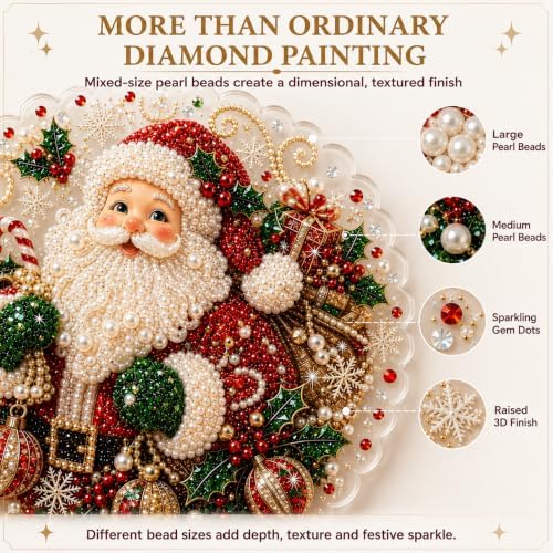2 PCS Christmas Pearl Diamond Painting Suncatcher Kit, DIY Craft (#A, 8in)