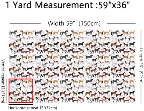Erosebridal Horse Fabric By the Yard, 3 Yards
