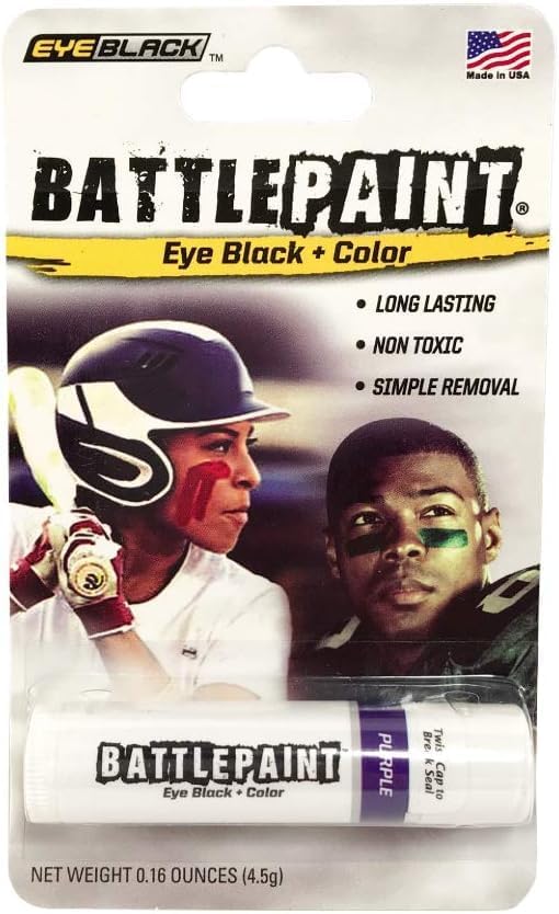 EyeBlack BattlePaint – Bright Colored Under Eye Black Grease for Pro Athletes and Super Fans – Baseball, Softball, Football – 2 Sticks