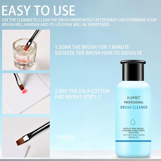 AIJIMEI Acrylic Nail Brush Cleaner Acrylic Brush Cleaner Liquid Acrylic Paint - Image 2