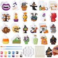 Seenelling 24 Sets DIY Painting Kits Paint Your Own Ceramics Monsters Ghost Unpainted Plaster Statues Arts and Crafts with Brush, Lanyard for Classroom Kid DIY Paint Craft Kit(Fun)