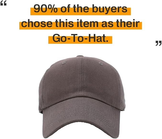 KBETHOS Classic Unisex Cotton Adjustable Low Crown Baseball Cap – Plain Dad Hat