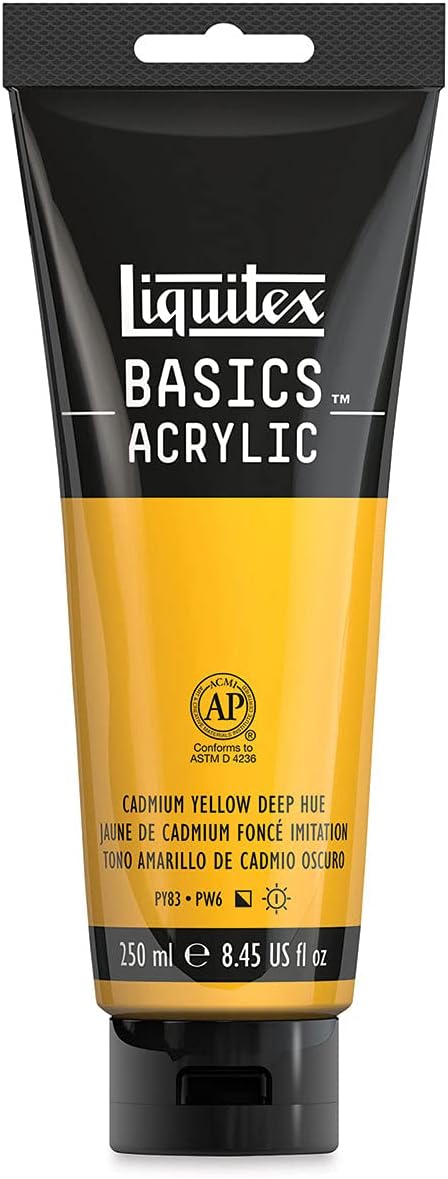 Liquitex BASICS Acrylic Paint, 250ml Tube, Cadmium Yellow Deep Hue by Liquitex