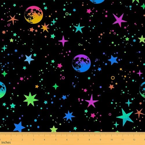jejeloiu Colorful Galaxy Fabric by The Yard Soft 2 Yards