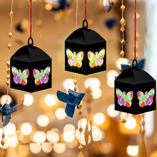 Simgoing 12 Set Lantern Craft Butterfly Cross Tissue Paper Religious Craft