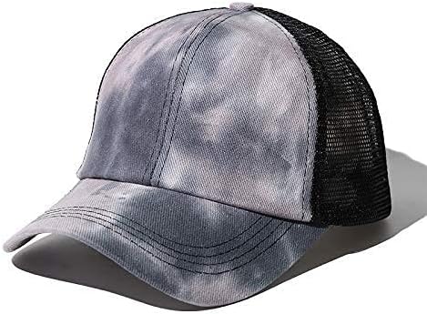 Criss Cross Hat Washed Distressed Baseball Cap Ponytail Hat High Messy Bun Ponycap for Women