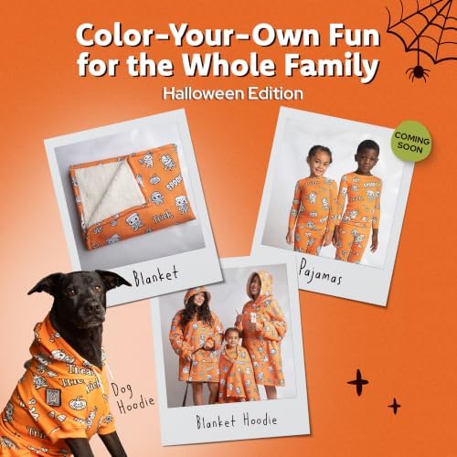 Craftikit Halloween Coloring Blanket for Adults, 16 Fabric Markers